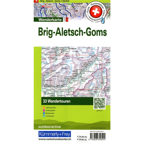 Kümmerly+Frey Wandertourenkarte 6 Brig, Aletsch, Goms 1:50.000