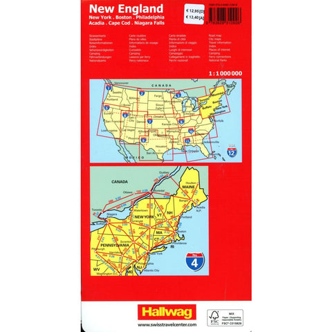 Hallwag Strassenkarte USA, New England 1:1 Mio.