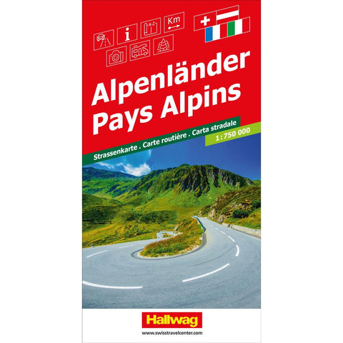 Hallwag Strassenkarte Alpenländer 1:750.000