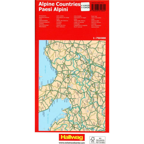 Hallwag Strassenkarte Alpenländer 1:750.000