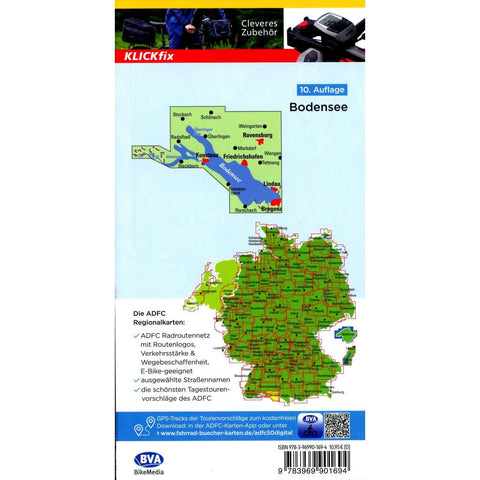 ADFC-Regionalkarte Bodensee, 1:50.000, reiß- und wetterfest, mit kostenlosem GPS-Download der Touren via BVA-website oder Karten-App