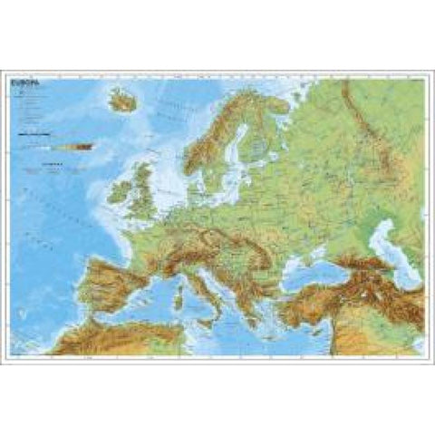 Europa, physisch 1 : 7 500 000. Wandkarte Kleinformat ohne Metallstäbe