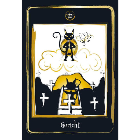 Golden Black Cat Tarot - Hochwertige Stülpdeckelschachtel mit Goldfolie