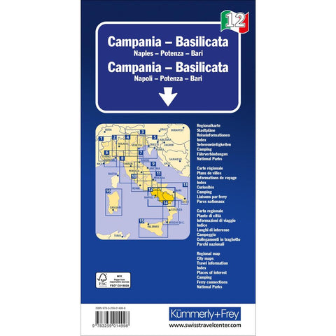 Kümmerly+Frey Regional-Strassenkarte 12 Kampanien, Basilicata 1:200.000