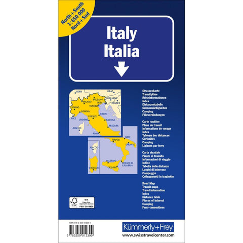 Kümmerly+Frey Strassenkarte Italien Nord+Süd 1:650.000