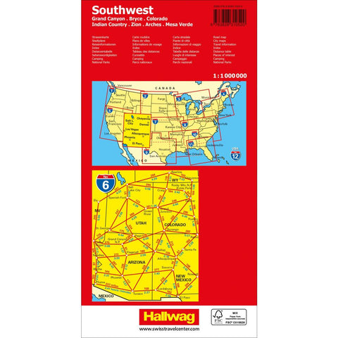 Hallwag Strassenkarte USA, Southwest 1:1 Mio.