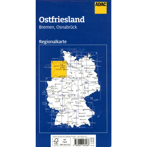 ADAC Regionalkarte 04 Ostfriesland 1:150.000