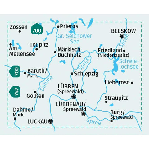KOMPASS Wanderkarte 748 Spreewald, Teupitz, Beeskow, Lübben, Lübbenau, Burg 1:50.000