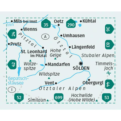 KOMPASS Wanderkarte 43 Ötztaler Alpen, Ötztal, Pitztal 1:50.000