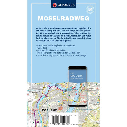 KOMPASS Fahrrad-Tourenkarte Moselradweg von Schengen nach Koblenz 1:50.000