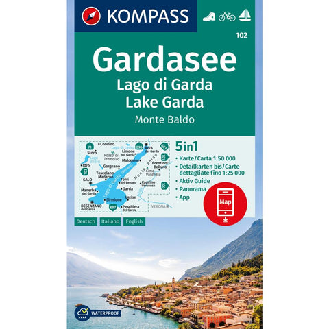 KOMPASS Wanderkarte 102 Gardasee, Lago di Garda, Lake Garda, Monte Baldo 1:50.000