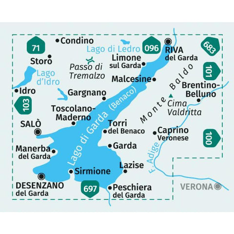 KOMPASS Wanderkarte 102 Gardasee, Lago di Garda, Lake Garda, Monte Baldo 1:50.000