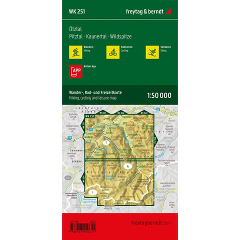 freytag & berndt Wanderkarte WK 251 Ötztal, Pitztal - Kaunertal - Wildspitze 1:50.000