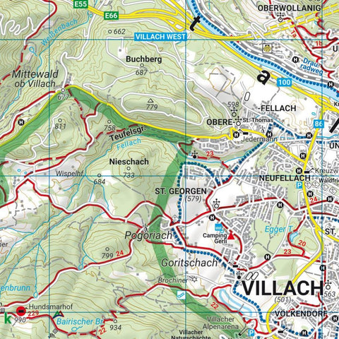 freytag & berndt Wanderkarte WK 224 Villach - Faaker See, Ossiacher See - Dobratsch 1:50.000
