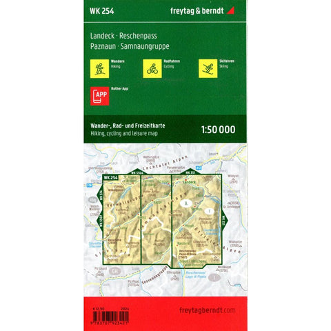 freytag & berndt Wanderkarte WK 254 Landeck - Reschenpass, Paznaun - Samnaungruppe 1:50.000