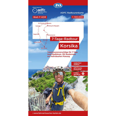 BVA ADFC Radtourenkarte 7-Tage-Radtour Korsika, 1:100.000