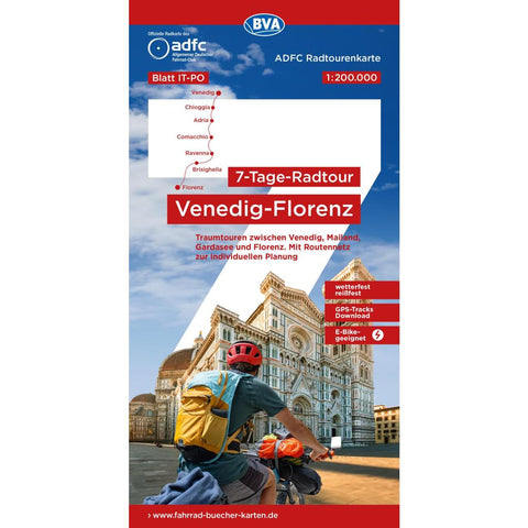 BVA ADFC Radtourenkarte 7-Tage-Radtour Venedig-Florenz, 1:200.000