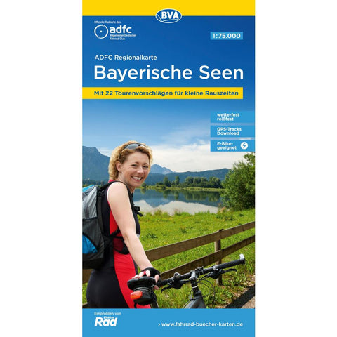 ADFC-Regionalkarte Bayerische Seen, 1:75.000, reiß- und wetterfest, mit kostenlosem GPS-Download der Touren via BVA-website oder Karten-App