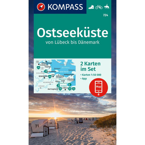 KOMPASS Wanderkarten-Set 724 Ostseeküste von Lübeck bis Dänemark (2 Karten) 1:50.000