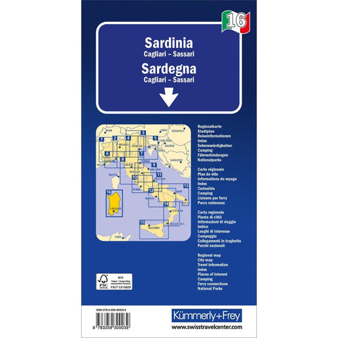 Kümmerly+Frey Regional-Strassenkarte 16 Sardinien 1:200.000