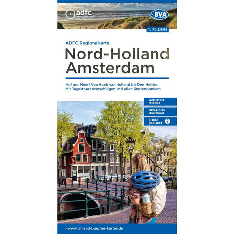 BVA ADFC Regionalkarte Nord-Holland Amsterdam, mit Knotenpunkten 1:75.000