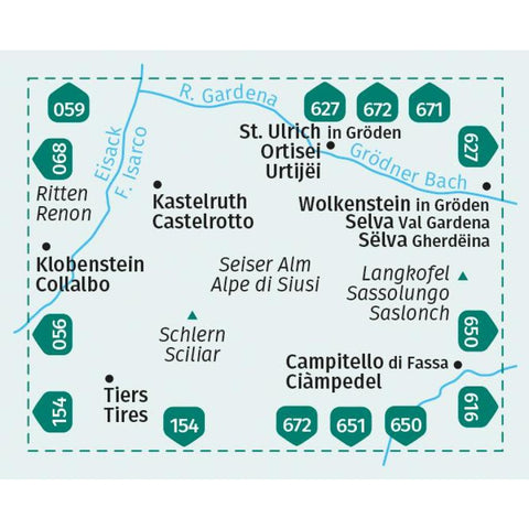 KOMPASS Wanderkarte 076 Gröden, Seiser Alm / Val Gardena, Alpe di Siusi 1:25.000