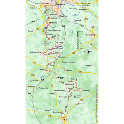 Heidschnuckenweg mit Heideschleifen