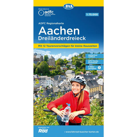 ADFC-Regionalkarte Aachen Dreiländereck, 1:75.000, reiß- und wetterfest, mit kostenlosem GPS-Download der Touren via BVA-website oder Karten-App