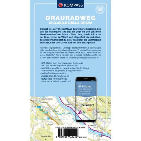 KOMPASS Fahrrad-Tourenkarte Drauradweg - Ciclabile della Drava 1:50.000