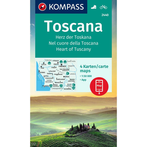 KOMPASS Wanderkarten-Set 2440 Toscana, Herz der Toskana, Nel cuore della Toscana, Heart of Tuscany (4 Karten) 1:50.000