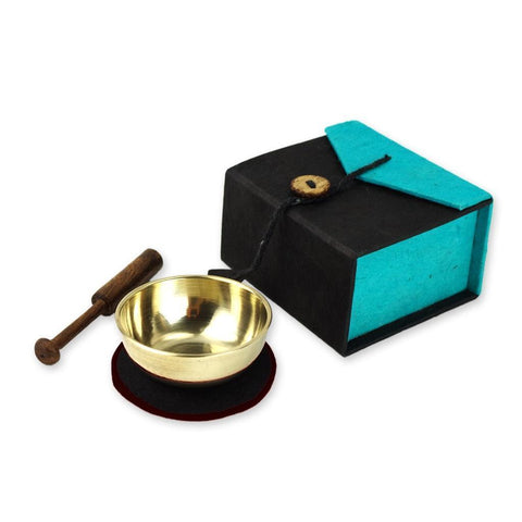 Mini-Klangschale in Box (schwarz / türkis)