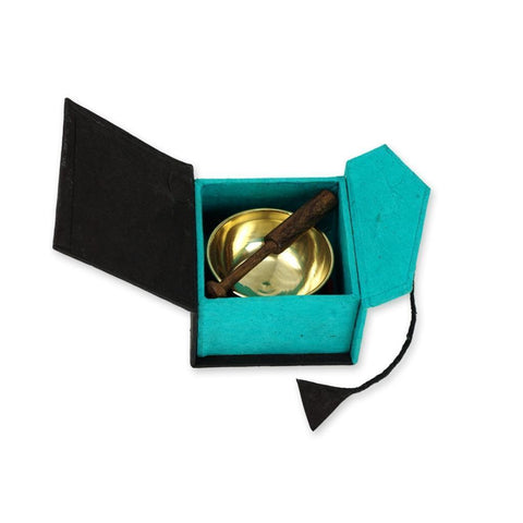 Mini-Klangschale in Box (schwarz / türkis)