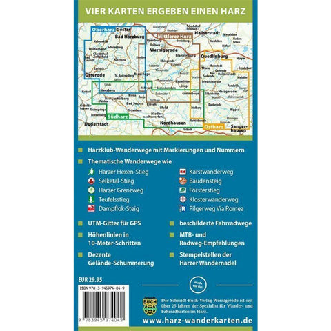 Der Harz in 4 Teilen. Wander- und Fahrradkartenset 1 : 30 000