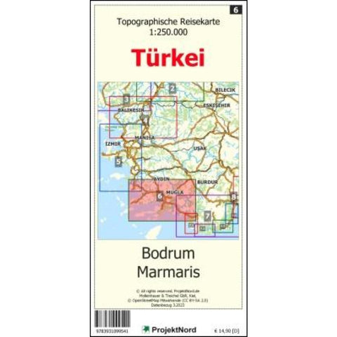 Bodrum - Marmaris - Topographische Reisekarte 1:250.000 Türkei (Blatt 6)