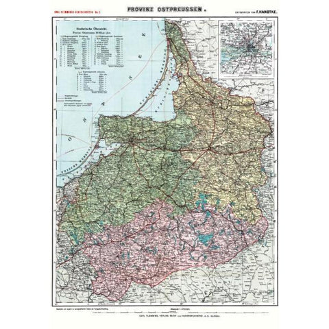 Historische Karte: Provinz Ostpreussen ­ um 1910 (Plano)