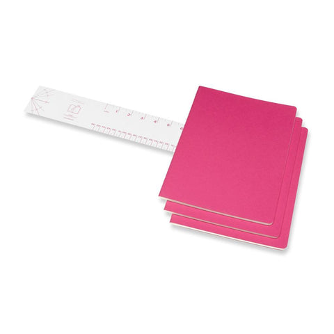 Moleskine Cahier XL, 3er Set, Liniert, Kinetisches Pink