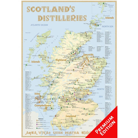 Whisky Distilleries Scotland - Poster 70x100cm Premium Edition