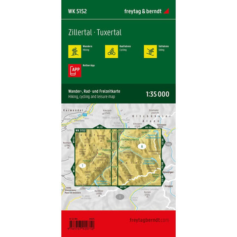 freytag & berndt Wanderkarte WK 5152 Zillertal, Hinteres Zillertal, Tuxertal 1:35.000