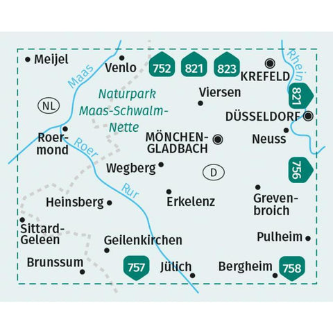 KOMPASS Wanderkarte 755 Niederrhein Süd, Naturpark Maas-Schwalm-Nette 1:50.000