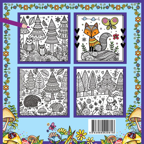 Mandala Malbuch für Kinder ab 8 Jahren und Erwachsene - Zauberwald Ausmalbuch mit süßen Waldtieren wie Fuchs + Igel + Hase + Eichhörnchen und Eulen
