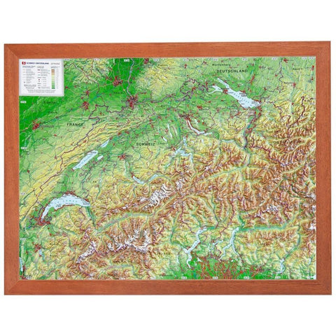 Relief Schweiz klein 1:1 MIO mit Holzrahmen