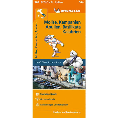 Michelin Molise, Kampanien, Apulien, Basilikata, Kalabrien. Straßen- und Tourismuskarte 1:400.000