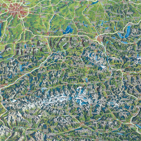 Österreich Panoramakarte, Sommer / Winter, Poster, Plano in Rolle, freytag & berndt
