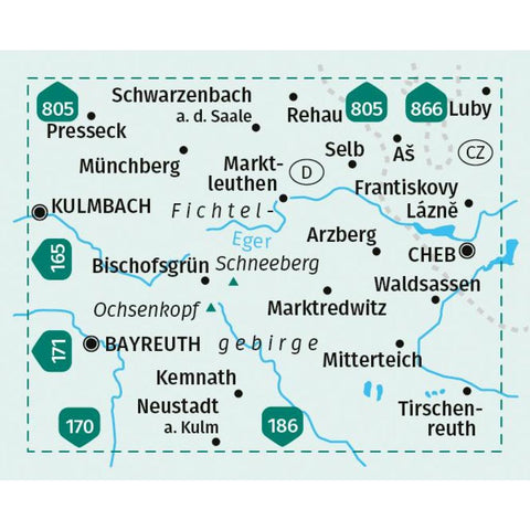 KOMPASS Wanderkarte 191 Fichtelgebirge, Bayreuth, Marktredwitz 1:50.000