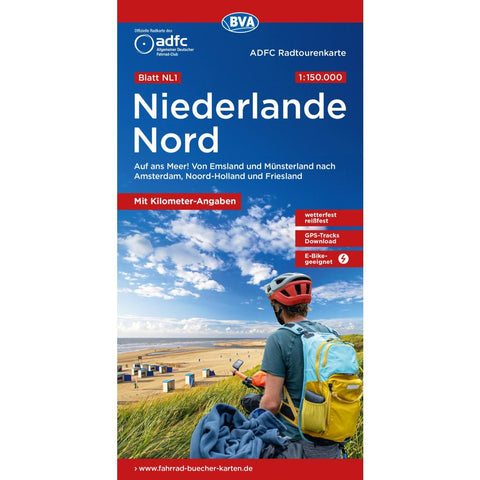 BVA ADFC Radtourenkarte Niederlande Nord, mit Knotenpunkten 1:150.000