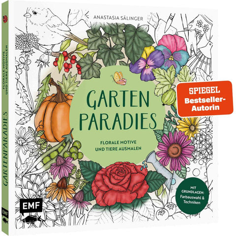 Gartenparadies - Florale Motive und Tiere ausmalen