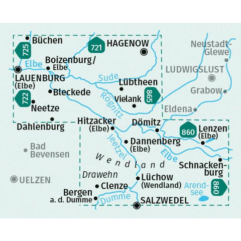 KOMPASS Wanderkarte 862 Biosphärenregion Elbtalaue-Wendland 1:50.000