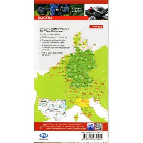 BVA ADFC Radtourenkarte 7-Tage-Radtour Venedig-Florenz, 1:200.000