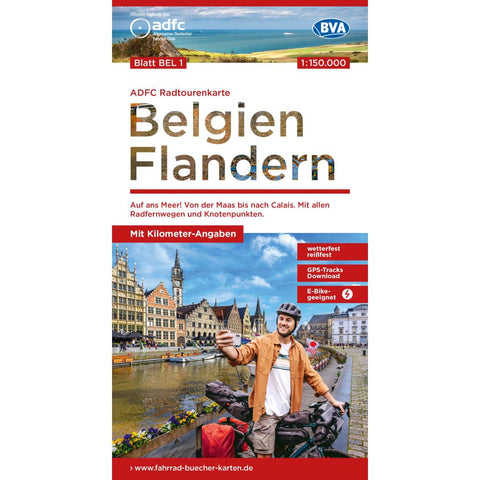 BVA ADFC Radtourenkarte Belgien Flandern, mit Knotenpunkten 1:150.000