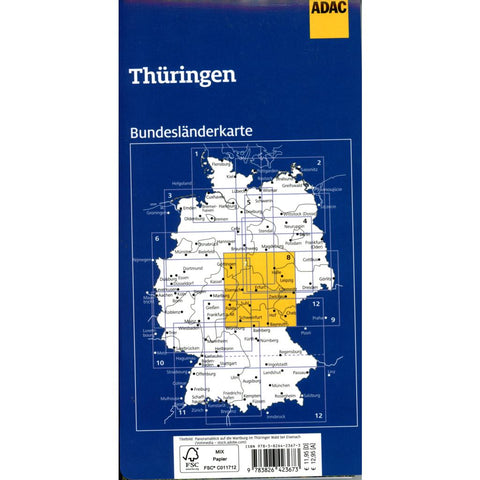 ADAC Bundesländerkarte Deutschland 08 Thüringen 1:250.000